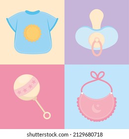 baby clothes and pacifier icons