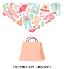 baby clothes purchase. Flat style vector illustration. Suitable for advertising