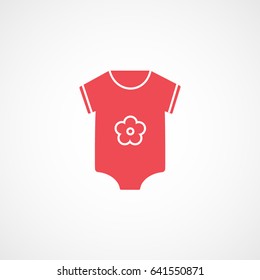 Baby Clothes Red Flat Icon On White Background