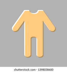 Baby clothes sign. Emboss effect with light orange icon on gray background.