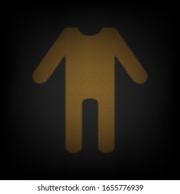 Baby clothes sign. Icon as grid of small orange light bulb in darkness. Illustration.