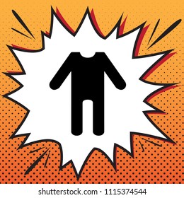 Baby clothes sign. Vector. Comics style icon on pop-art background.