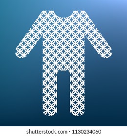 Baby clothes sign. Vector. White textured icon at lapis lazuli gradient background.