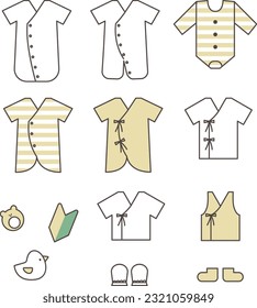 Baby clothes simple illustration material icon set