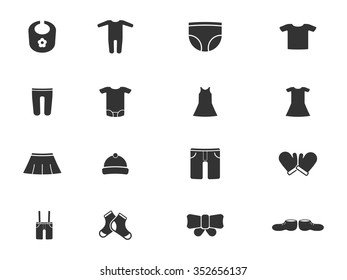 Baby clothes simply icons for web