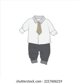 baby clothes suit with formal style and tie vector design for baby template design