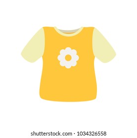 Baby clothes sweater, clothing with image of flower, flourishing plant, poster with item for kids, vector illustration isolated on white background