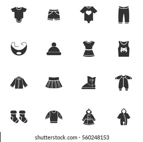 baby clothes vector icons for user interface design