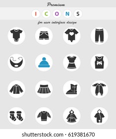 baby clothes vector icons for user interface design