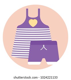 Baby clothes or baby wardrobe flat vector icon 