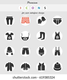 baby clothes web icons for user interface design