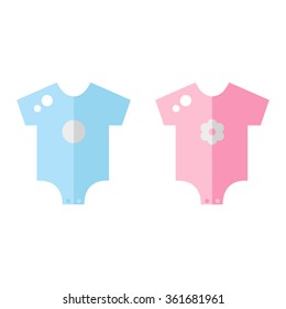 Baby clothing isolated icons on white background. Baby bodysuit. Flat style vector illustration. 