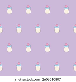 Baby Clothing Textile Seamless Swatch Background. Hand Drawn Doodle Funny Cute Infant Fabric Pattern. Cute Kawaii Whimsical Wrapping, Wallpaper Nursery Design. Vintage Elegant Retro Style. Nappy Cover