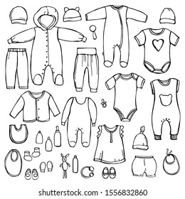 Baby Clothing Vector Sketch Illustration Stock Vector (Royalty Free ...