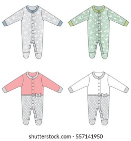 Baby cloths, baby footie for boy and girl, vector illustration