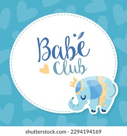 Baby club banner. Toy shop, kids center, play zone invitation card, poster, with cute animals and birds vector illustration