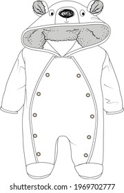 Baby Coat romper. Baby clothes Flat Sketch. vector illustration