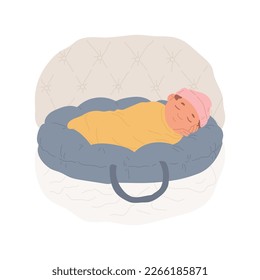 Baby cocoon isolated cartoon vector illustration. Cute newborn sleeps in a cocoon coshion, baby nest, little cot bed, portable pod, kids bedtime, infant healthy sleep routine vector cartoon.