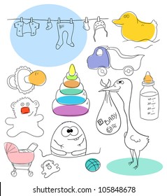 Baby collection objects are isolated on a white background