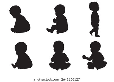 Baby collection silhouette, Baby activity silhouette . Good use for logo or symbol your company. Easy to edit or change color. 