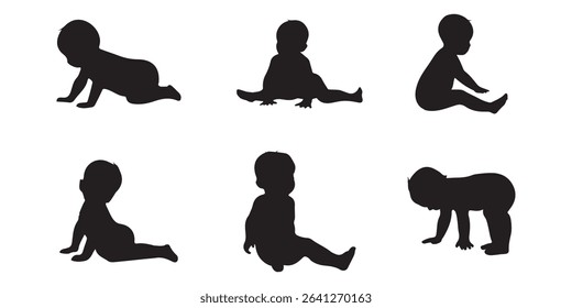 Baby collection silhouette, Baby activity silhouette . From Tiny Tummies to Toddler Steps Baby Silhouette . 