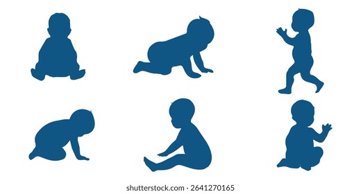 Baby collection silhouette, Baby activity silhouette . From Tiny Tummies to Toddler Steps Baby Silhouette . 