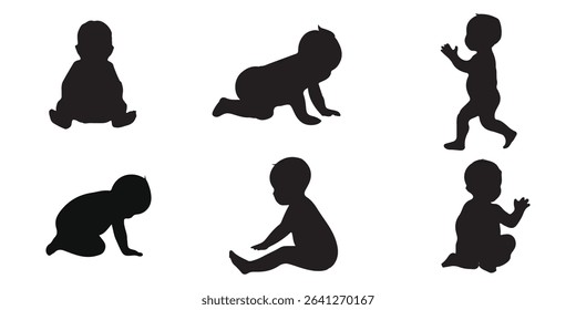 Baby collection silhouette, Baby activity silhouette . From Tiny Tummies to Toddler Steps Baby Silhouette . 