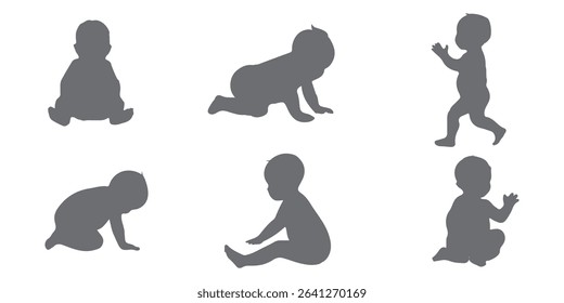 Baby collection silhouette, Baby activity silhouette . From Tiny Tummies to Toddler Steps Baby Silhouette . 