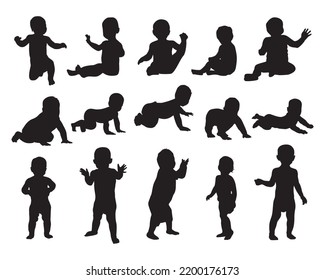 Baby collection silhouette,Baby activity silhouette