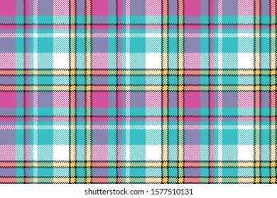 Baby color check fabric pixel texture seamless pattern. Vector illustration.