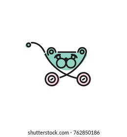 Baby color stroller vector. Vector icon stroller for Pets