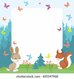 Baby colorful background with the image of a cute woodland animals. Vector illustration.