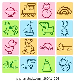 Baby colorful flat design icons set. Template elements for web and mobile applications