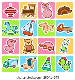 Baby colorful flat design icons set. Template elements for web and mobile applications