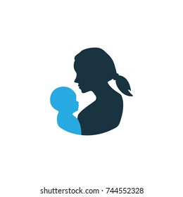 Baby Colorful Icon Symbol. Premium Quality Isolated Mother Element In Trendy Style.