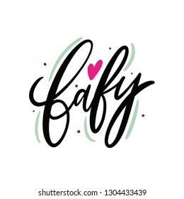 Baby colorful script text sign for print on gift isolated on white background