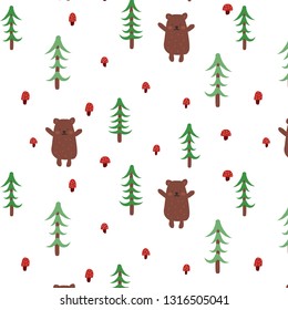 Baby colorful seamless pattern with the image of a cute bear
