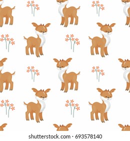 Baby colorful seamless pattern with the image of a cute woodland animals. Vector background.