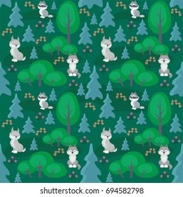 Baby colorful seamless pattern with the image of a cute woodland animals. Vector background.
