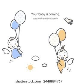 baby is coming, cute illustration frame