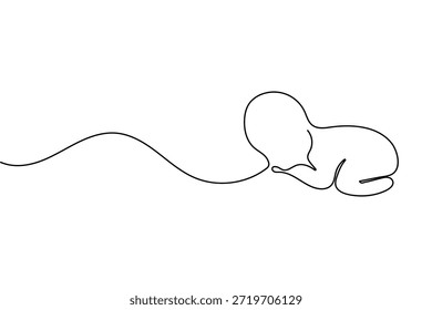 Dibujo continuo de una línea del bebé y Ilustración vectorial aislada del contorno del estilo minimalista