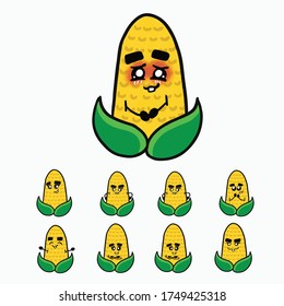 Baby Corn Illustration Sticker Pack Cute Corn Illustrations Food Illustration