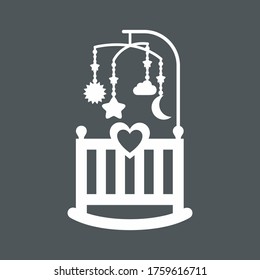 Baby cot carousel bed Crib Cradle quality vector illustration cut