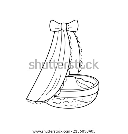 Baby cot, crib, cradle doodle  sketch style vector illustration.