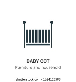 Baby cot glyph icon vector on white background. Flat vector baby cot icon symbol sign from modern furniture and household collection for mobile concept and web apps design.