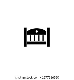 Icono de la cuna de bebé. Icono de bebé. Sencillo, plano, negro, glifo.