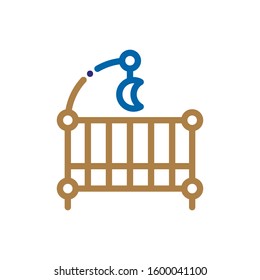 Baby cot icon , Vector flat long shadow design.