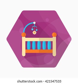 Baby cot icon , Vector flat long shadow design.