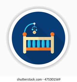 Baby cot icon , Vector flat long shadow design.