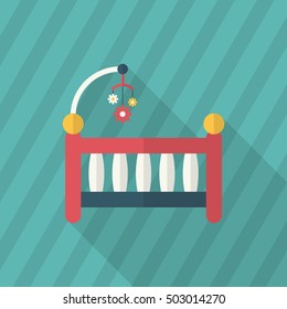 Baby cot icon , Vector flat long shadow design.
